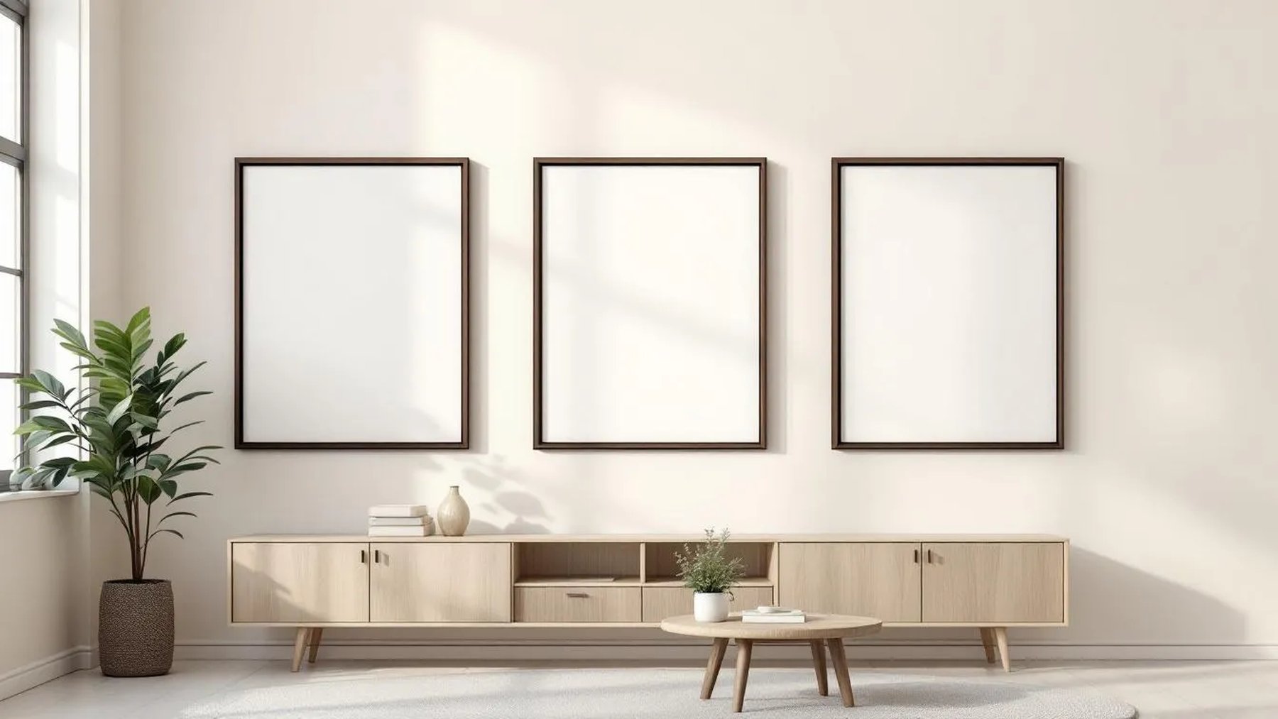 Frame Wall Art Mockup — Espresso Frame Square 1:1 — Perspective View — #00320 | MockupBulk