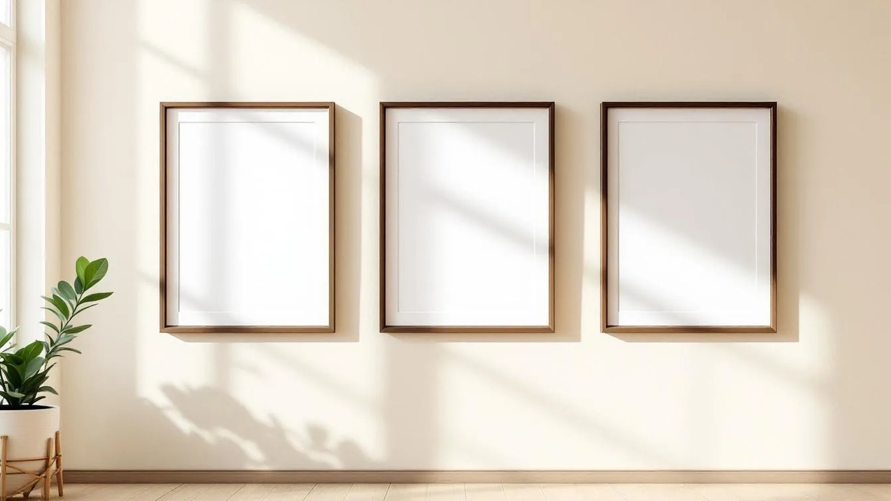Frame Premium Interior Mockup — Espresso Frame Square 1:1 — Perspective View — #00332 | MockupBulk
