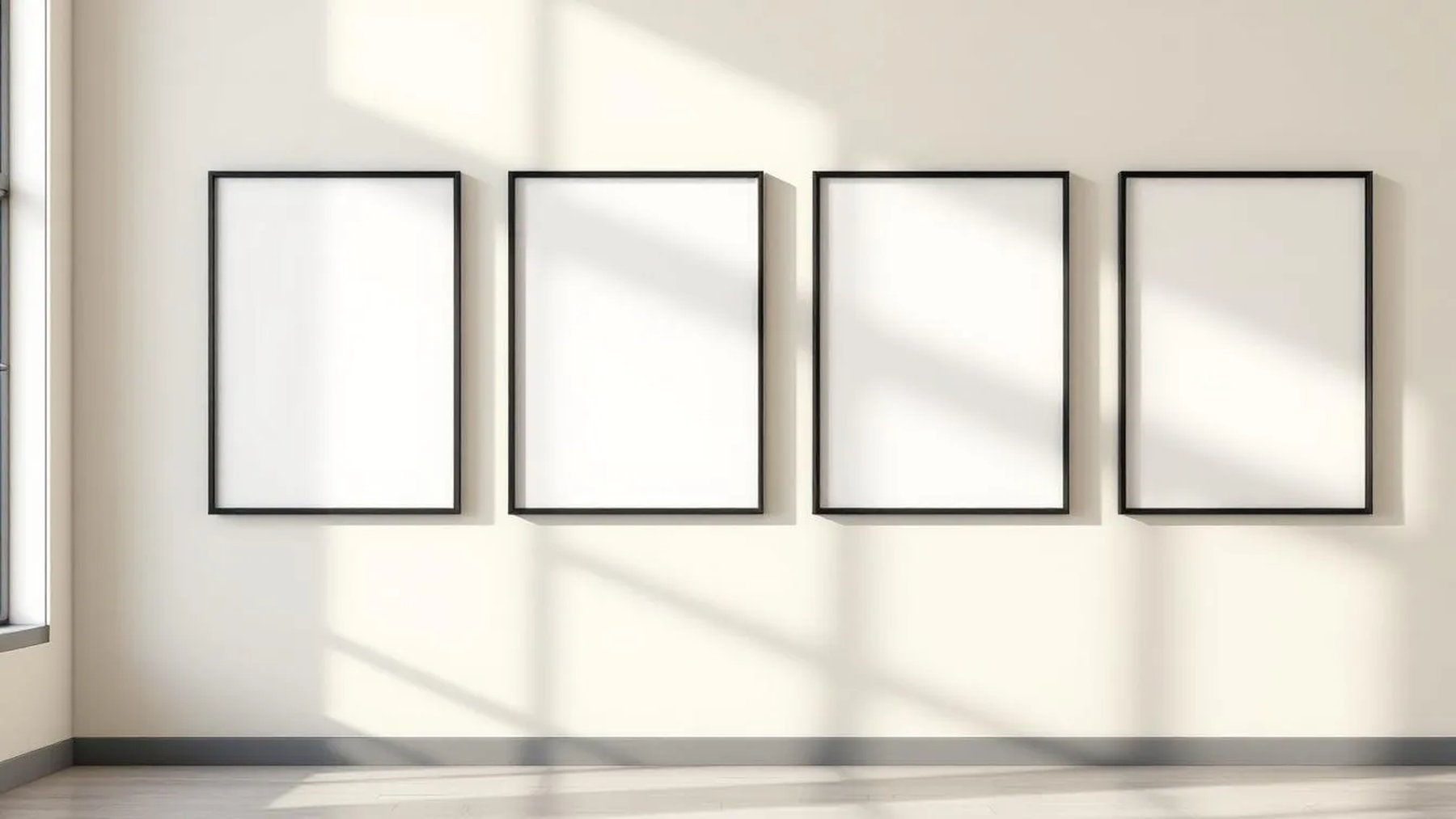 Frame Premium Interior Mockup — Matte Black Frame Square 1:1 — Perspective View — #00338 | MockupBulk
