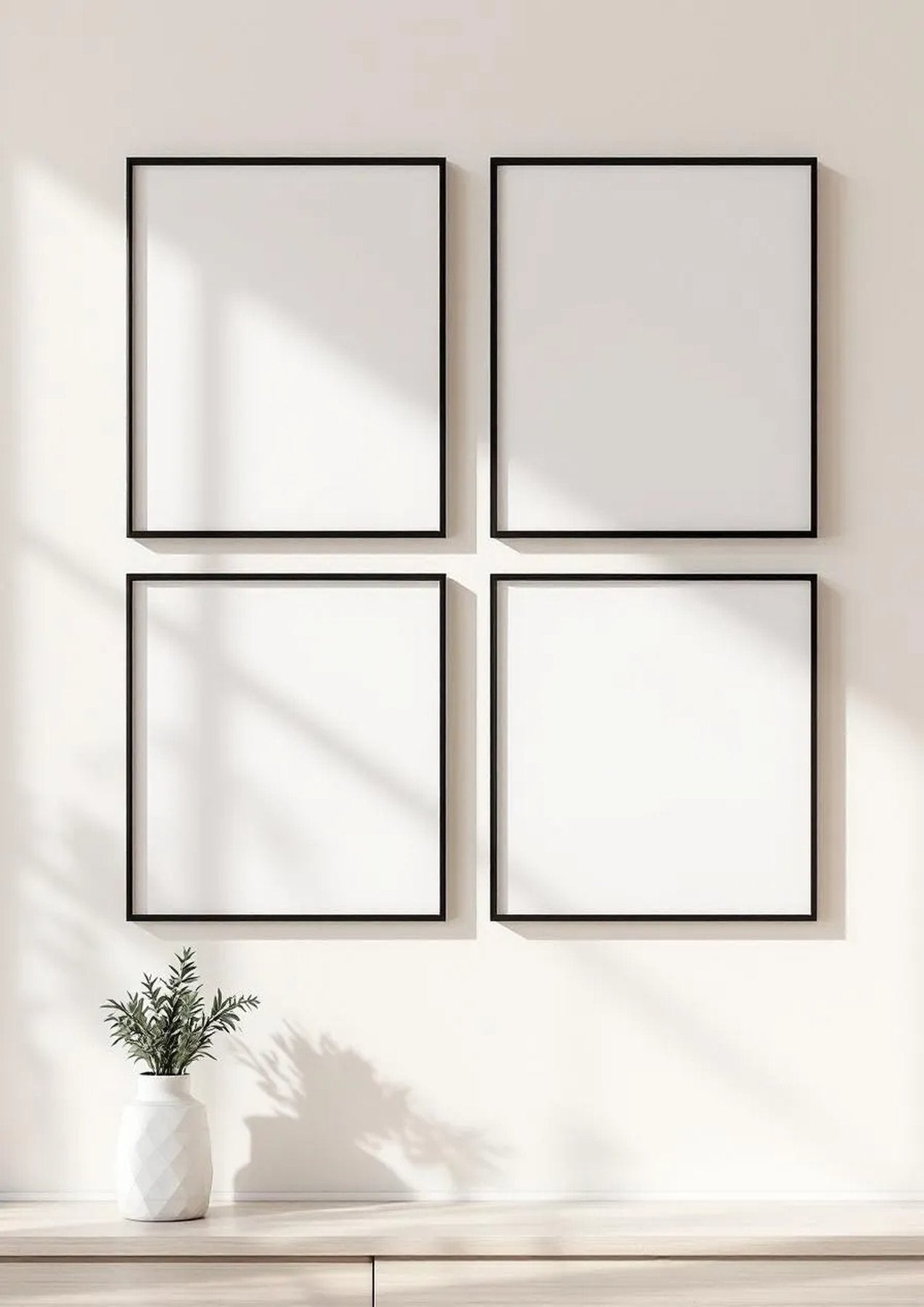 Frame Frame Display Mockup — Matte Black Frame Portrait 4:5 — Perspective View — #00339 | MockupBulk