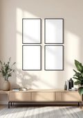 Frame Room Scene Mockup — Matte Black Frame Portrait 2:3 — Perspective View — #00342 | MockupBulk
