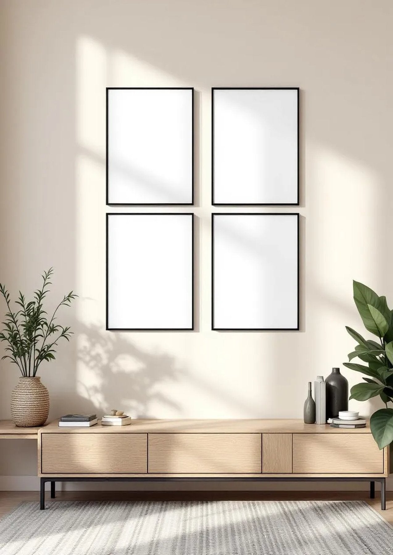 Frame Room Scene Mockup — Matte Black Frame Portrait 2:3 — Perspective View — #00342 | MockupBulk