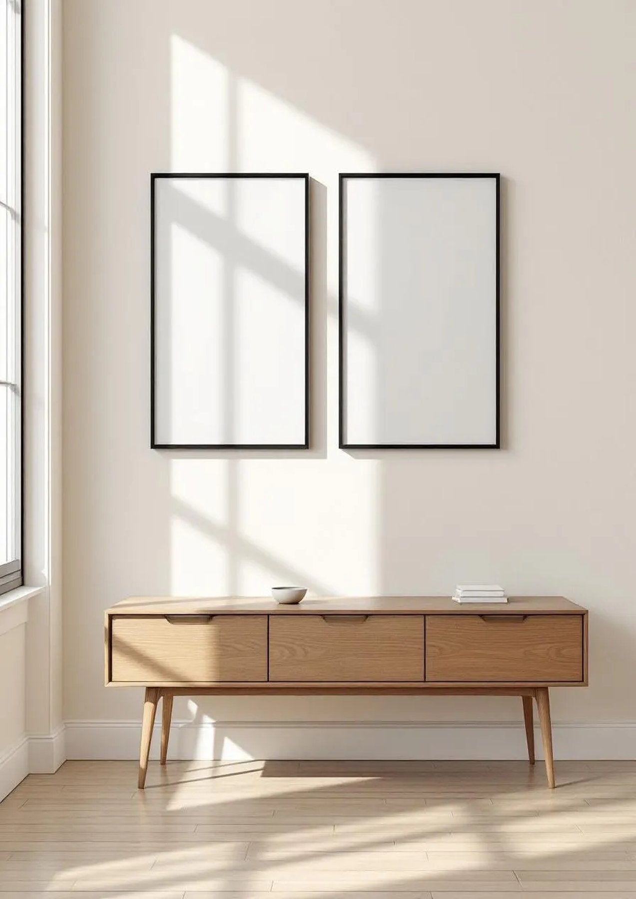 Frame Professional Frame Mockup — Matte Black Frame Portrait 2:3 — Perspective View — #00345 | MockupBulk