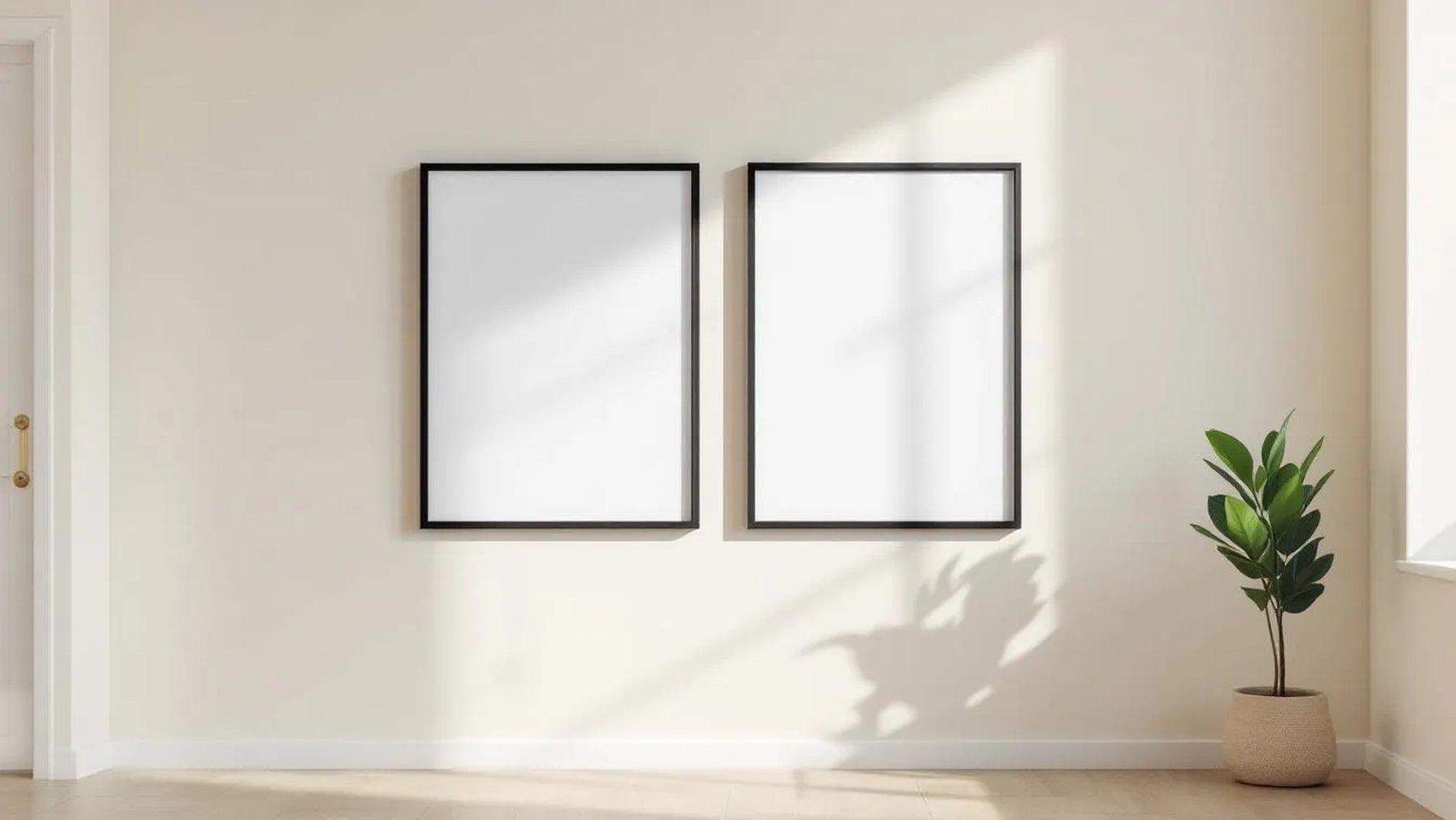 Frame Wall Art Mockup — Matte Black Frame Square 1:1 — Perspective View — #00347 | MockupBulk