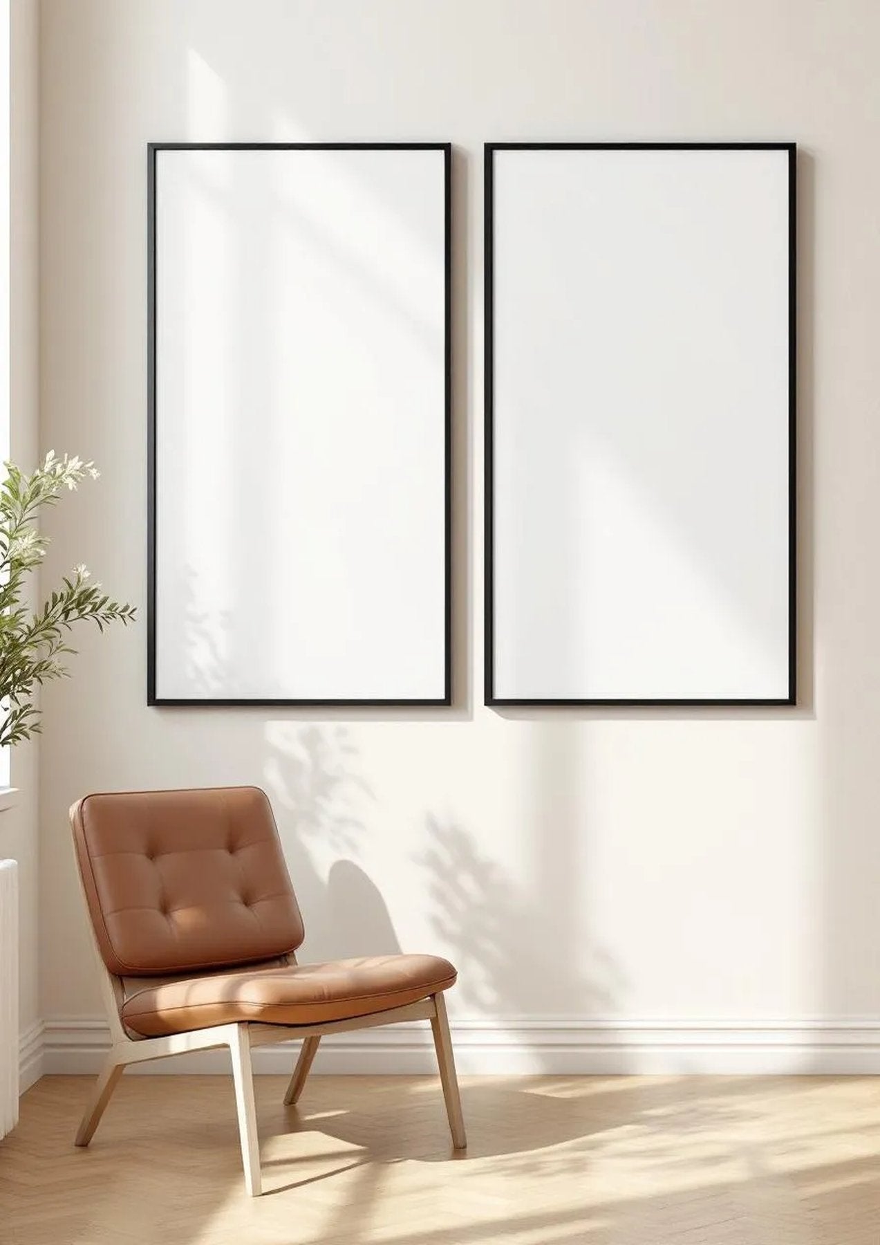 Frame Professional Frame Mockup — Matte Black Frame Portrait 2:3 — Perspective View — #00348 | MockupBulk