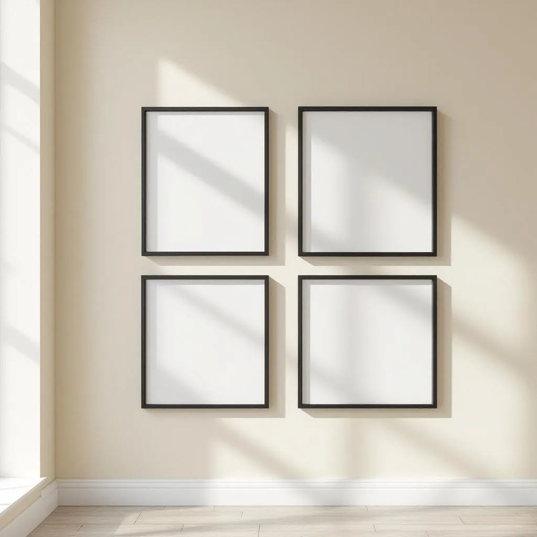Frame Wall Art Mockup — Plain Square Frame Portrait 2:3 — Perspective View — #00355 | MockupBulk