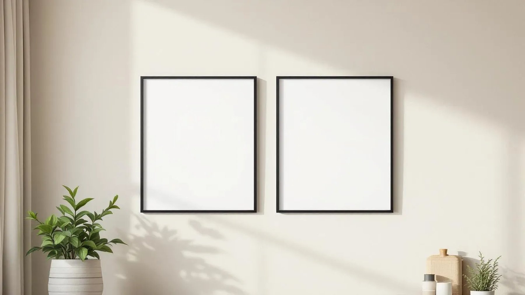 Frame Wall Art Mockup — Matte Black Frame Square 1:1 — Perspective View — #00356 | MockupBulk
