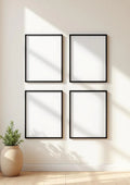 Frame Editorial Room Mockup — Matte Black Frame Portrait 2:3 — Perspective View — #00357 | MockupBulk