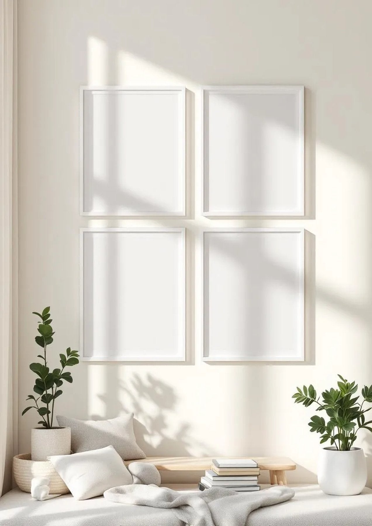 Frame Interior Frame Mockup — White Frame Portrait 2:3 — Perspective View — #00366 | MockupBulk