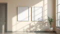 Frame Editorial Room Mockup — White Frame Square 1:1 — Perspective View — #00371 | MockupBulk