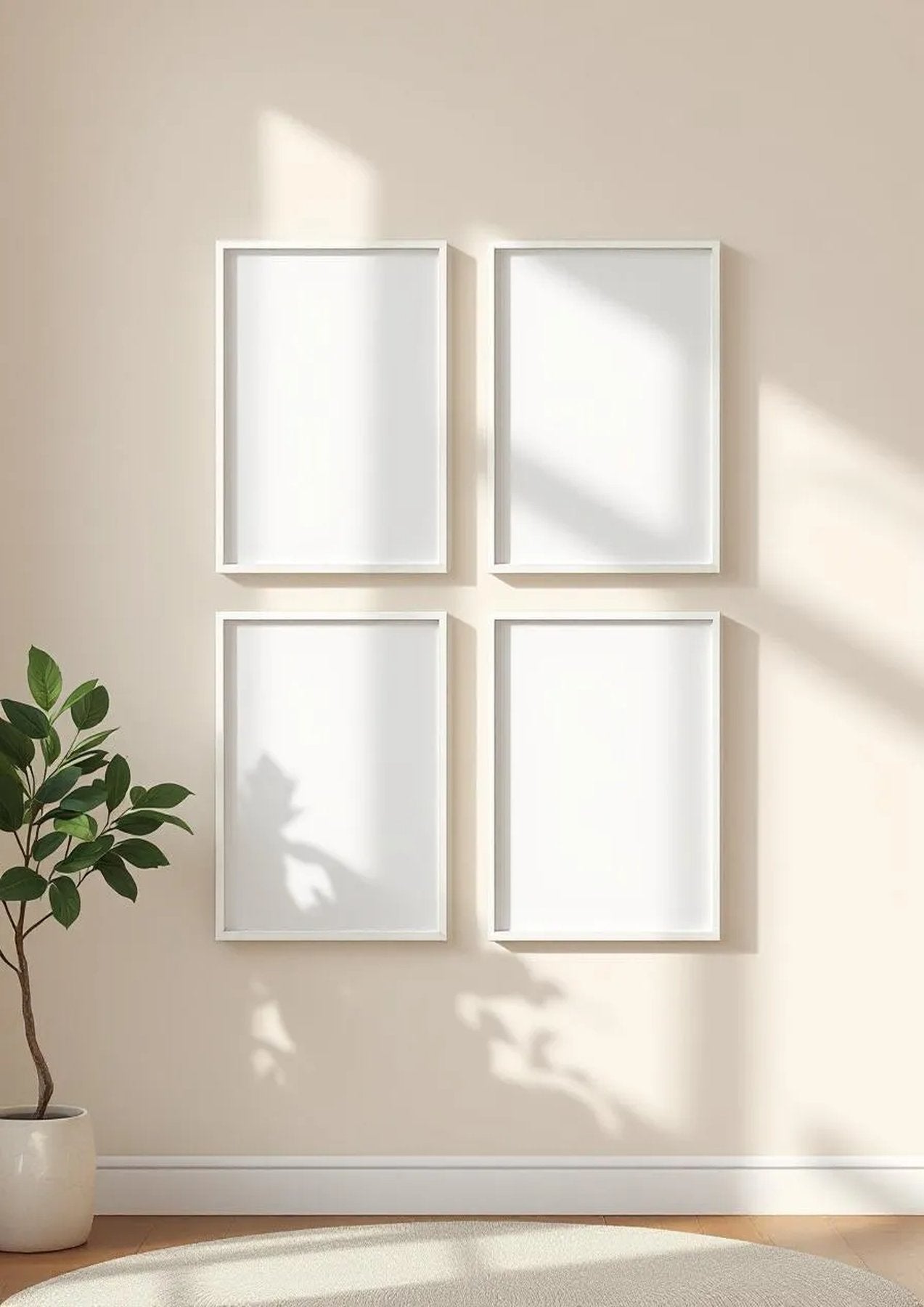 Frame Wall Art Mockup — White Frame Portrait 2:3 — Perspective View — #00372 | MockupBulk