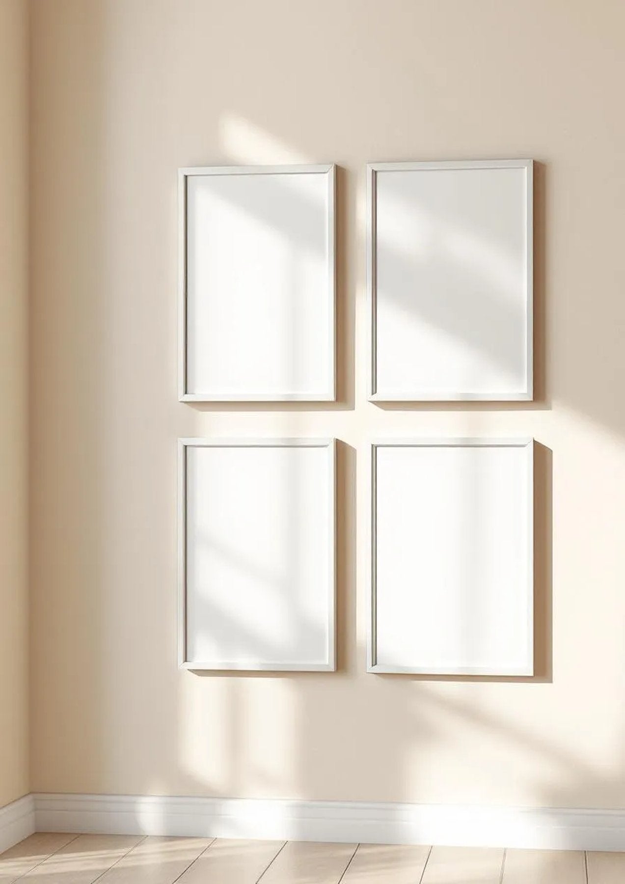 Frame Interior Frame Mockup — White Frame Portrait 2:3 — Perspective View — #00375 | MockupBulk