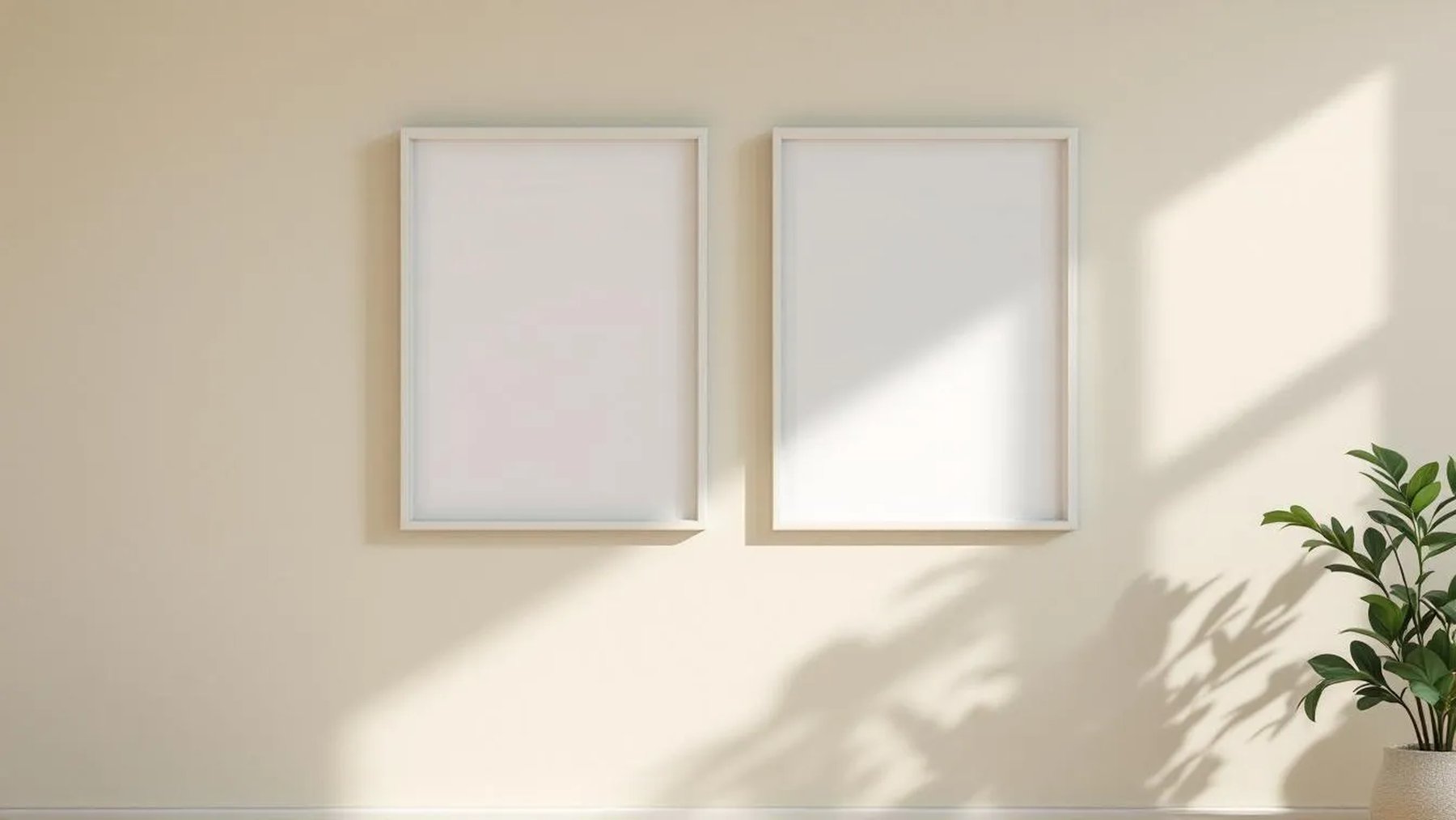 Frame Interior Frame Mockup — White Frame Square 1:1 — Perspective View — #00377 | MockupBulk