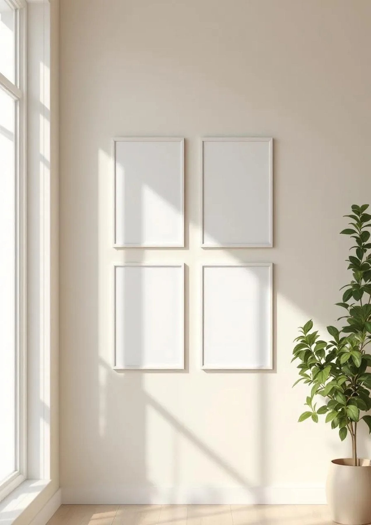 Frame Professional Frame Mockup — White Frame Portrait 2:3 — Perspective View — #00378 | MockupBulk