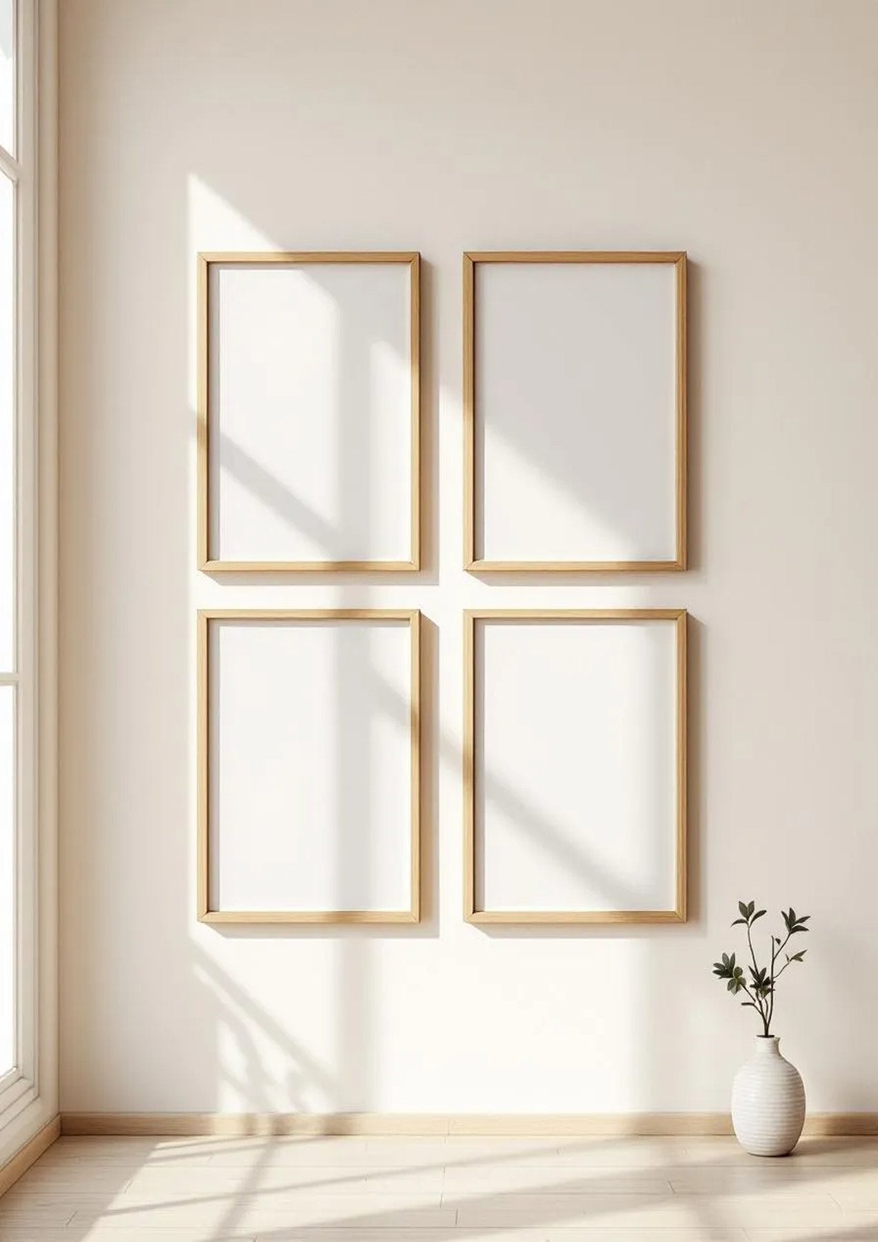 Frame Lifestyle Frame Mockup — Natural Oak Frame Portrait 2:3 — Perspective View — #00381 | MockupBulk
