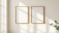 Frame High-Res Frame Mockup — Natural Oak Frame Portrait 2:3 — Perspective View — #00386 | MockupBulk