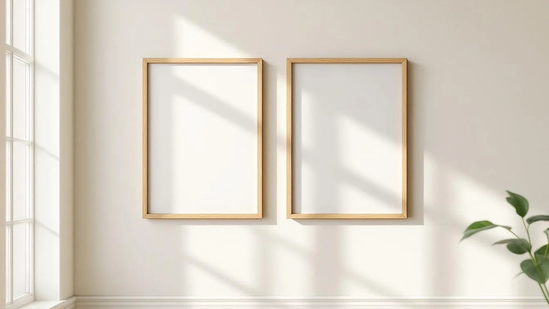 Frame High-Res Frame Mockup — Natural Oak Frame Portrait 2:3 — Perspective View — #00386 | MockupBulk