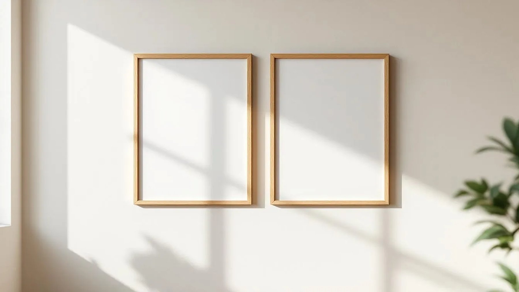 Frame Styled Room Mockup — Natural Oak Frame Portrait 2:3 — Perspective View — #00392 | MockupBulk