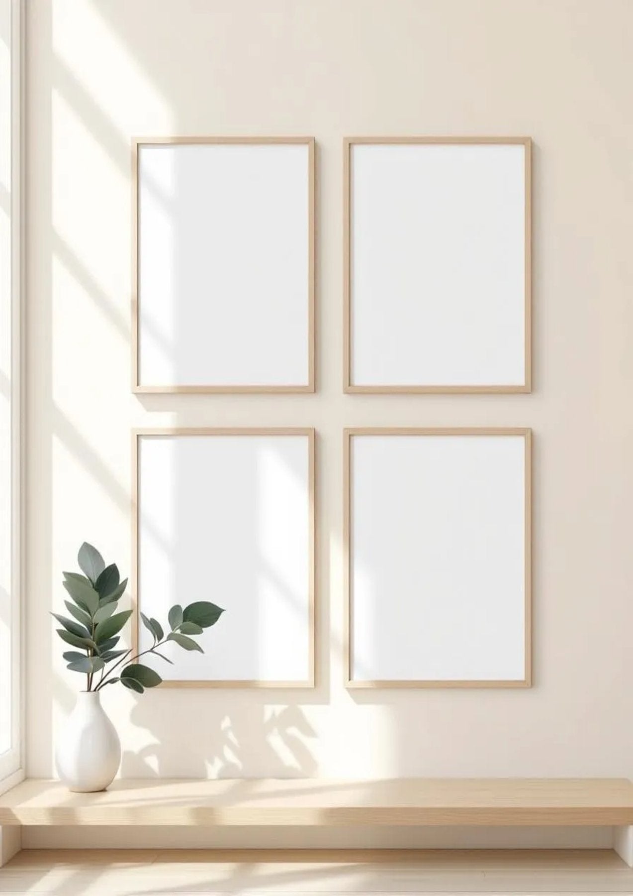 Frame Frame Display Mockup — Natural Oak Frame Portrait 2:3 — Perspective View — #00393 | MockupBulk
