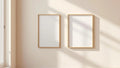 Frame Room Scene Mockup — Natural Oak Frame Square 1:1 — Perspective View — #00395 | MockupBulk
