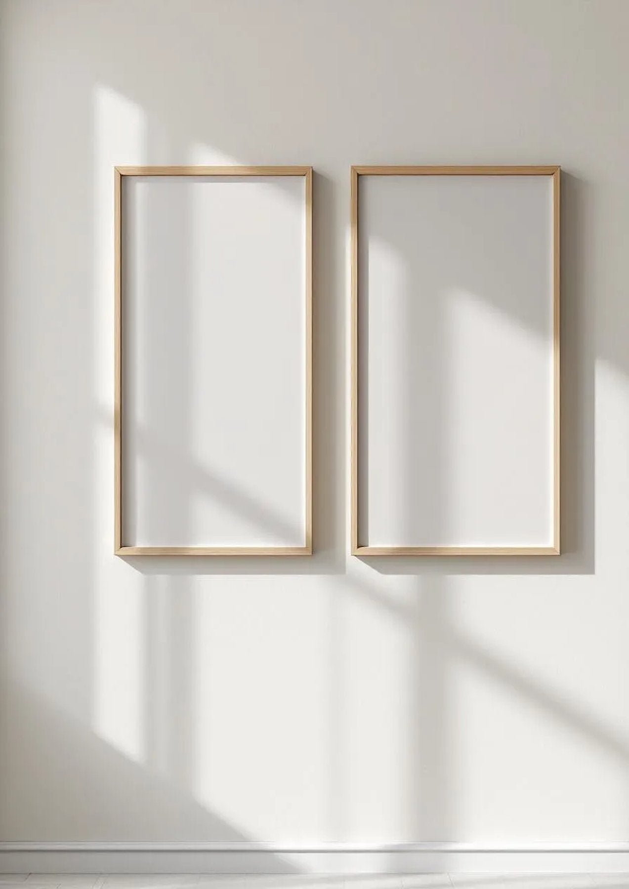 Frame Professional Frame Mockup — Natural Oak Frame Portrait 2:3 — Perspective View — #00396 | MockupBulk