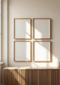 Frame High-Res Frame Mockup — Natural Oak Frame Portrait 2:3 — Perspective View — #00399 | MockupBulk