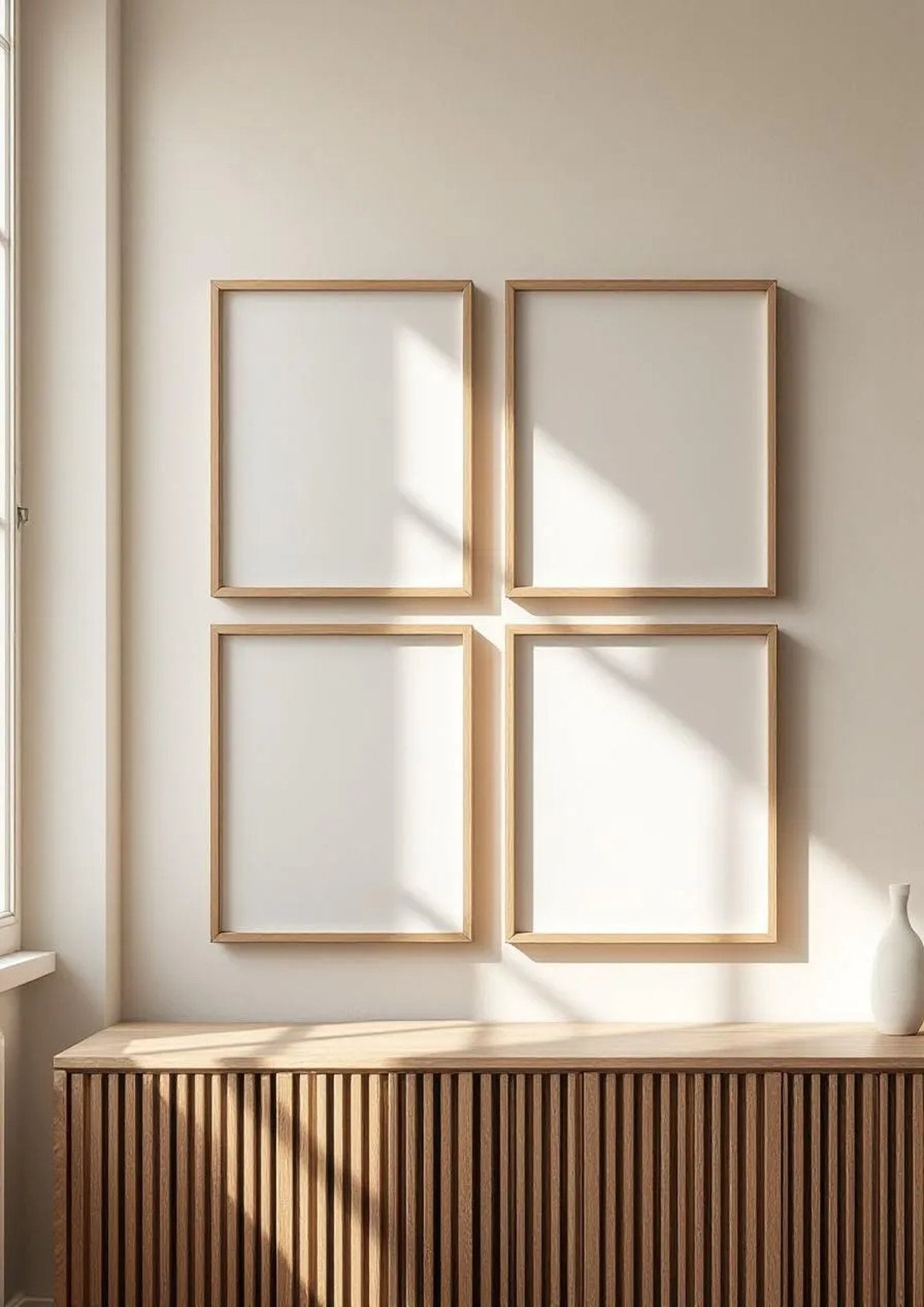 Frame High-Res Frame Mockup — Natural Oak Frame Portrait 2:3 — Perspective View — #00399 | MockupBulk