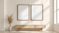 Frame Premium Interior Mockup — Walnut Frame Portrait 5:7 — Perspective View — #00401 | MockupBulk