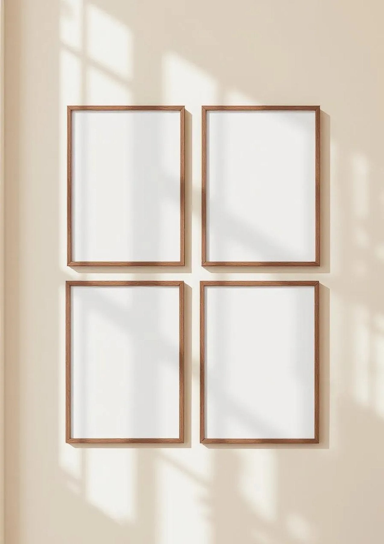 Frame Premium Interior Mockup — Walnut Frame Portrait 2:3 — Perspective View — #00402 | MockupBulk