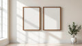 Frame Styled Room Mockup — Walnut Frame Square 1:1 — Perspective View — #00404 | MockupBulk