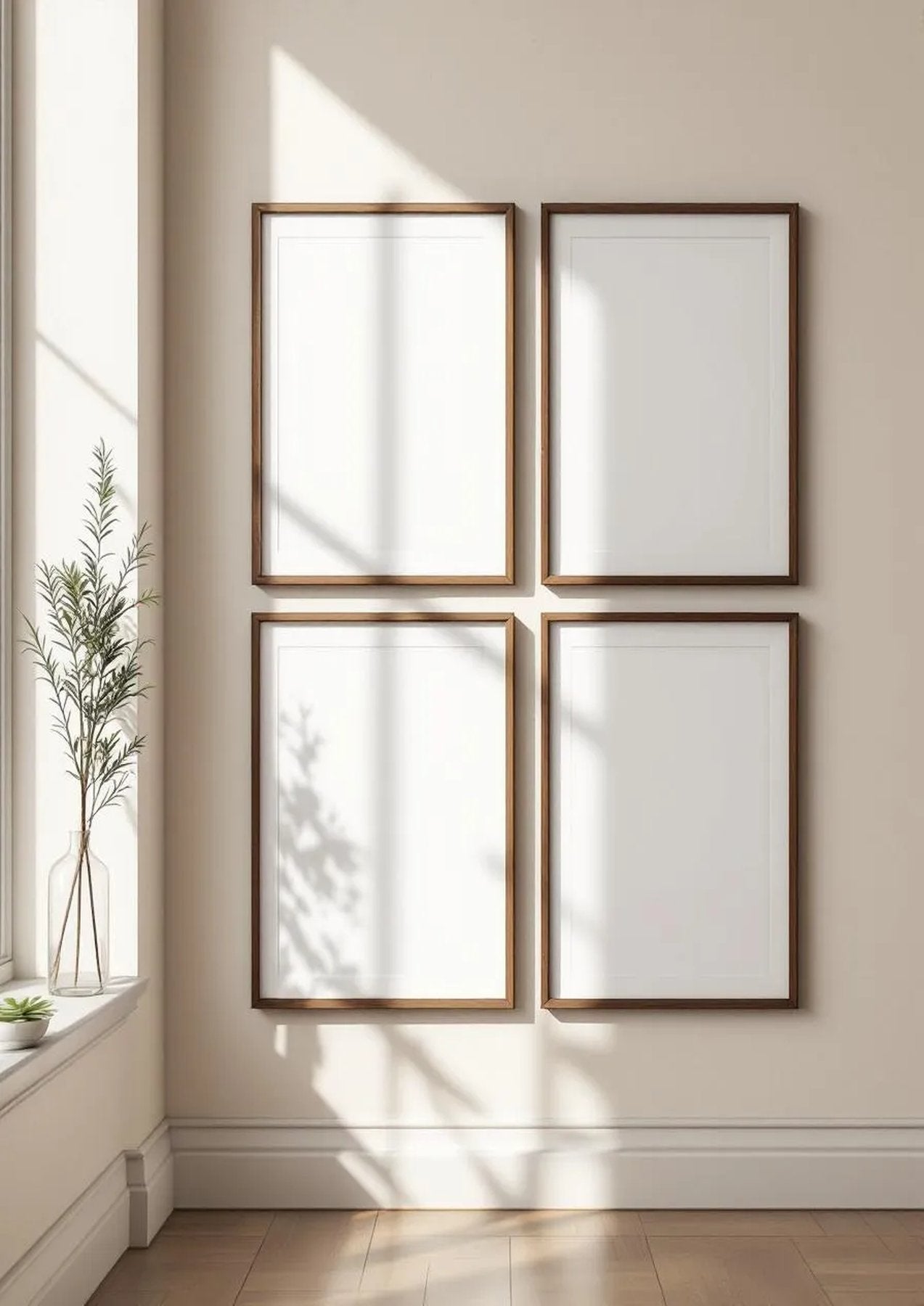 Frame Frame Display Mockup — Walnut Frame Portrait 2:3 — Perspective View — #00405 | MockupBulk
