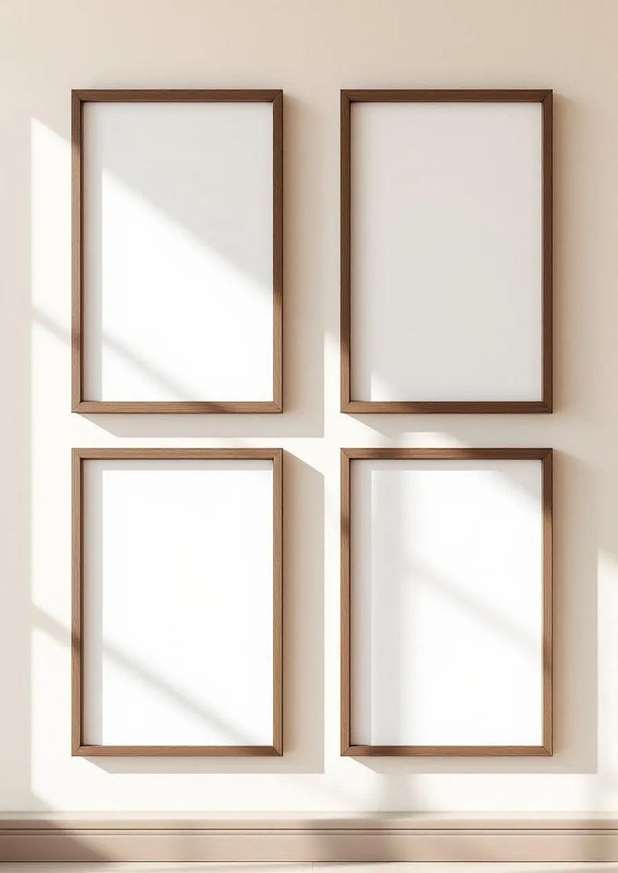 Frame Interior Frame Mockup — Walnut Frame Portrait 2:3 — Perspective View — #00408 | MockupBulk