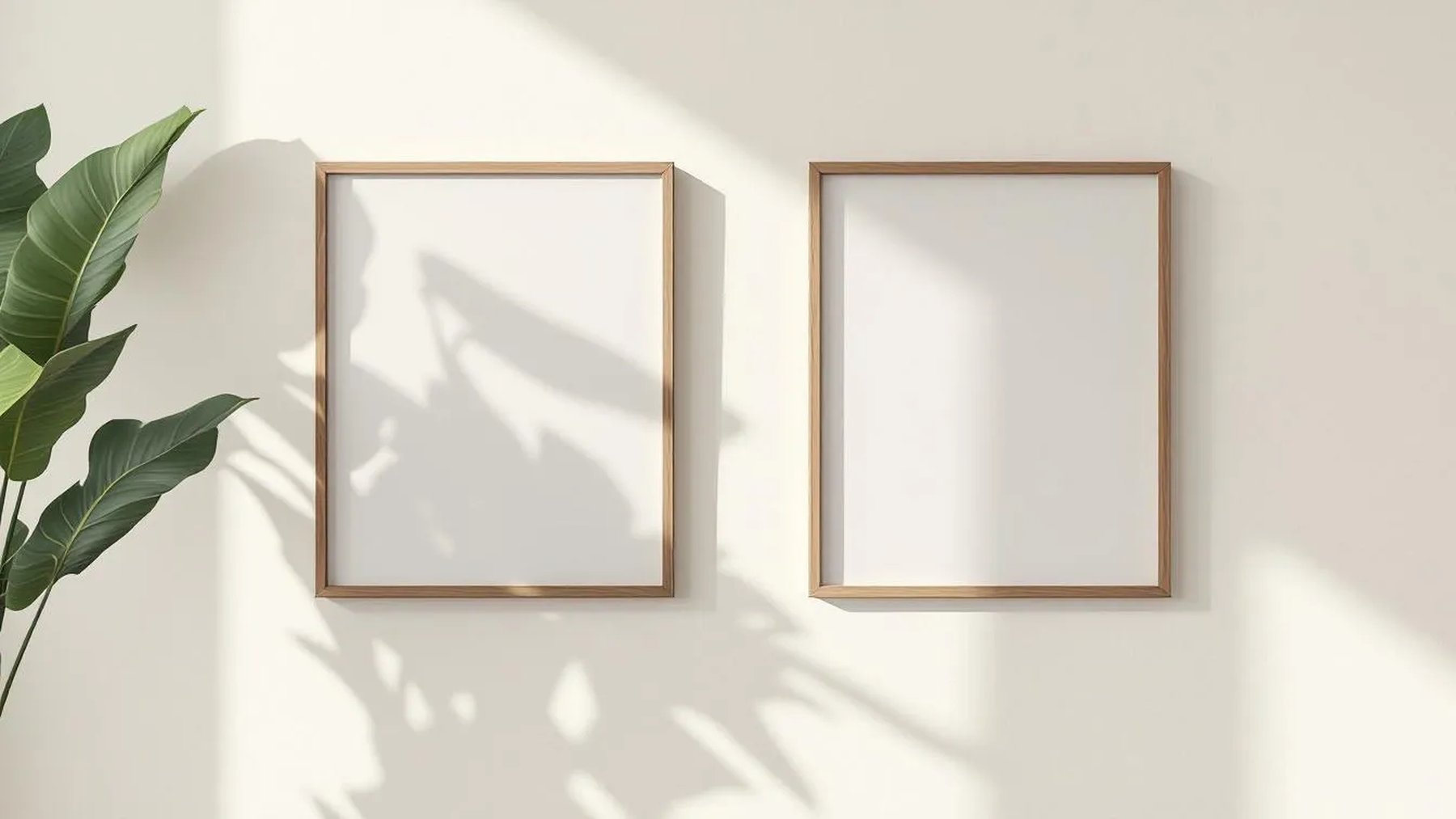 Frame Interior Frame Mockup — Walnut Frame Portrait 2:3 — Perspective View — #00410 | MockupBulk