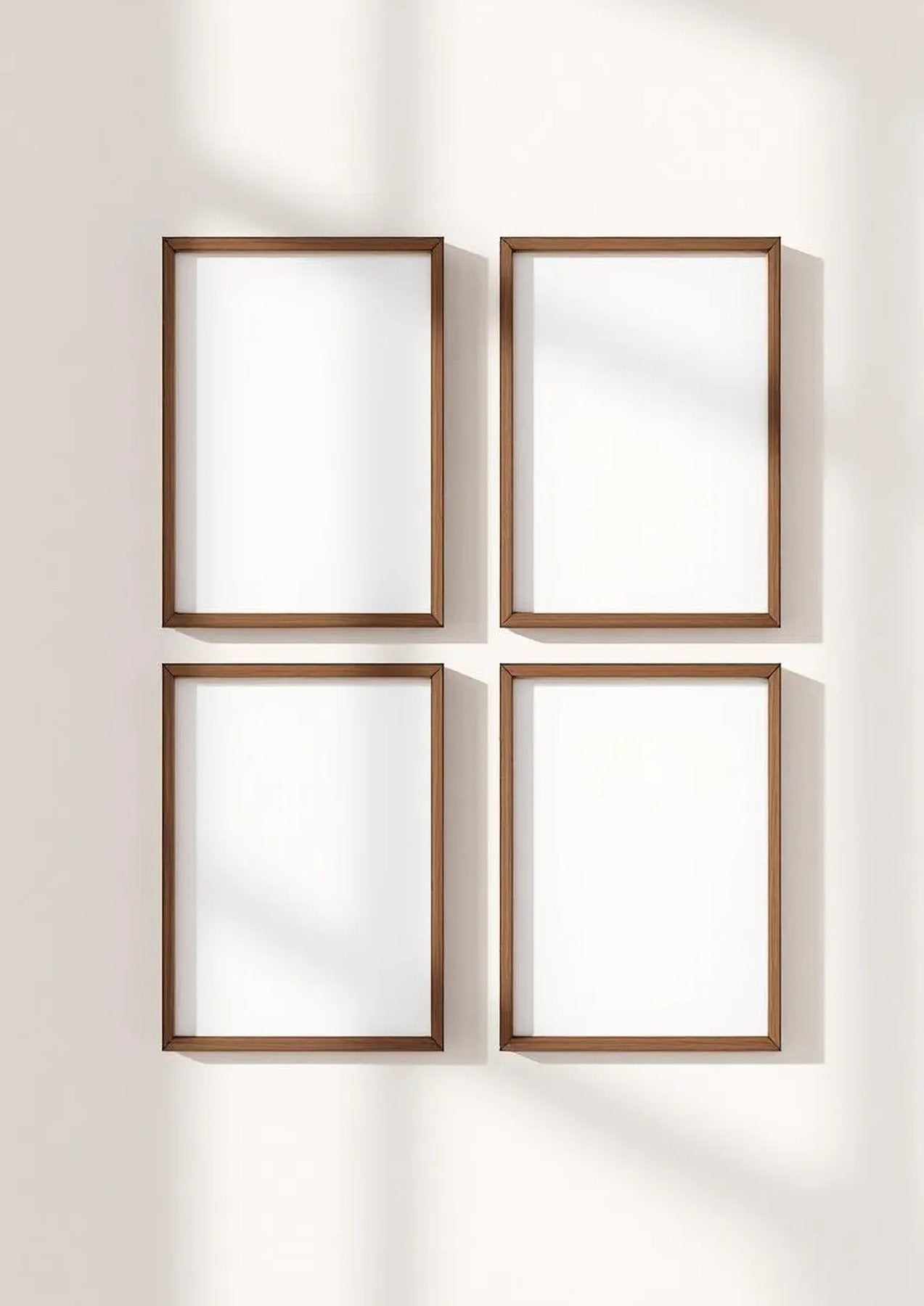 Frame Wall Art Mockup — Walnut Frame Portrait 2:3 — Perspective View — #00411 | MockupBulk