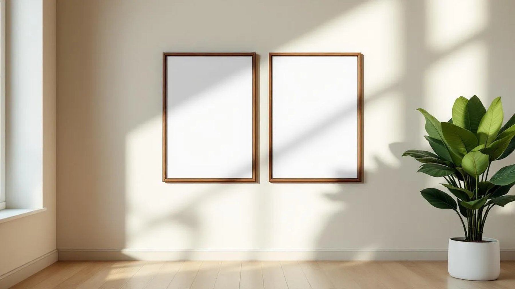 Frame Lifestyle Frame Mockup — Walnut Frame Square 1:1 — Perspective View — #00413 | MockupBulk