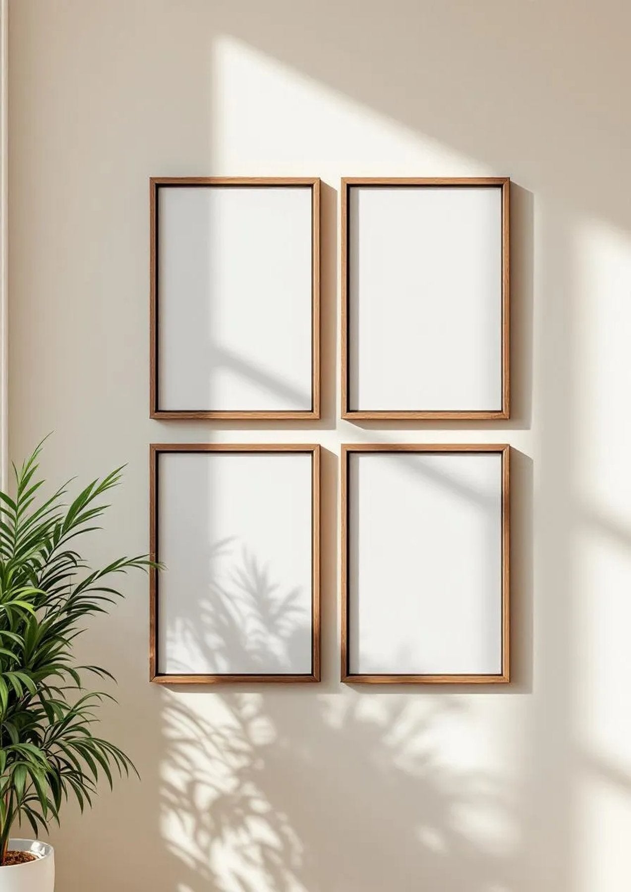 Frame Frame Display Mockup — Walnut Frame Portrait 2:3 — Perspective View — #00414 | MockupBulk