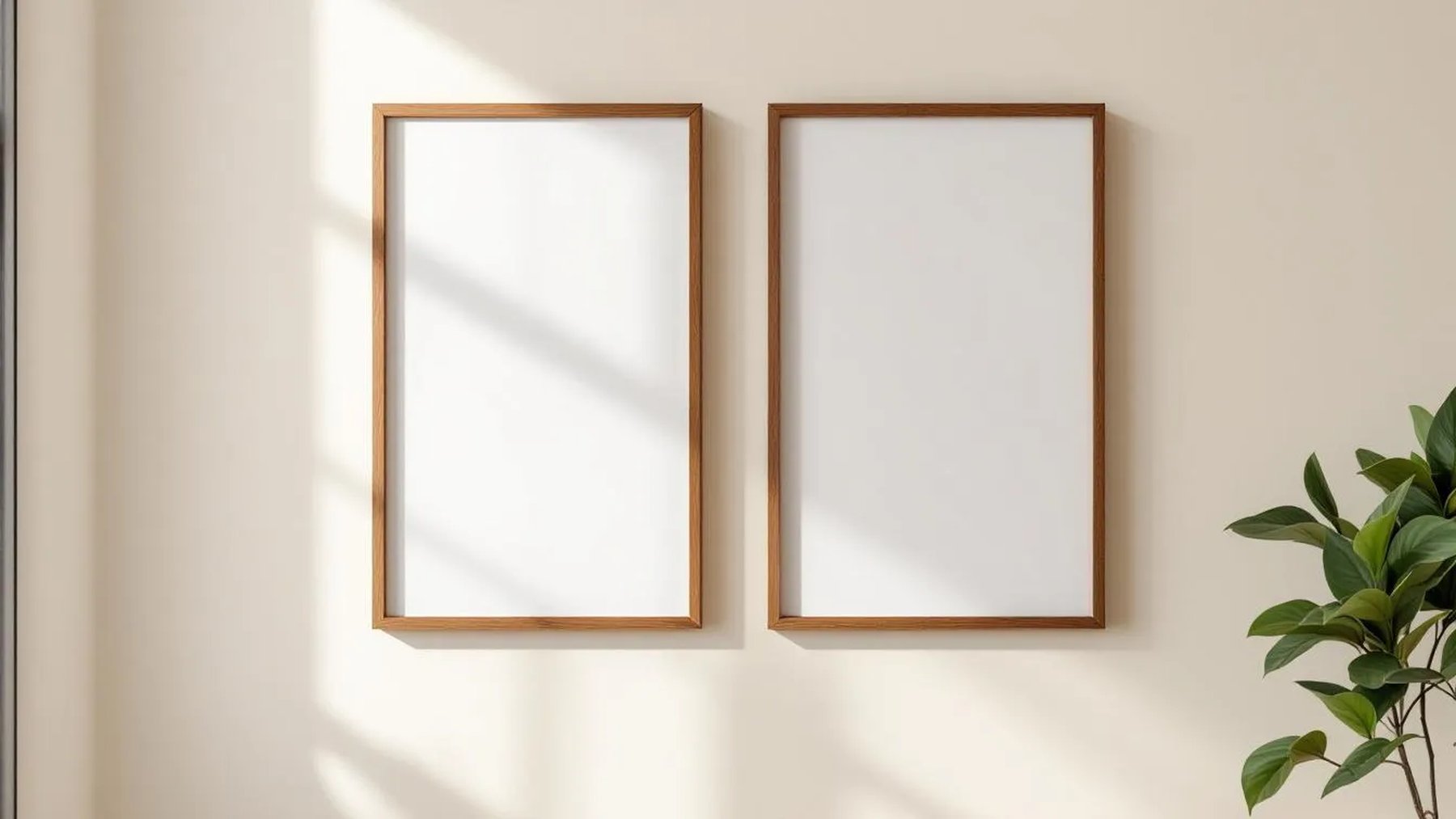 Frame Interior Frame Mockup — Walnut Frame Portrait 2:3 — Perspective View — #00416 | MockupBulk