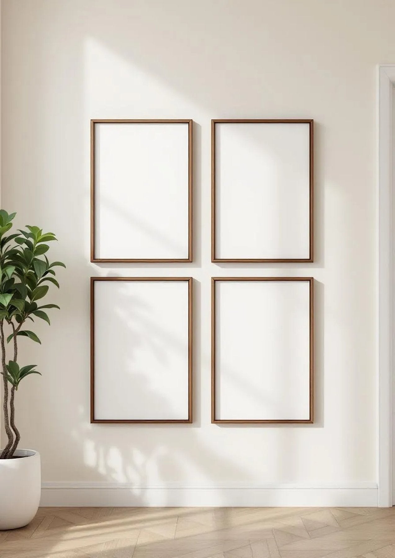 Frame Frame Display Mockup — Walnut Frame Portrait 2:3 — Perspective View — #00417 | MockupBulk