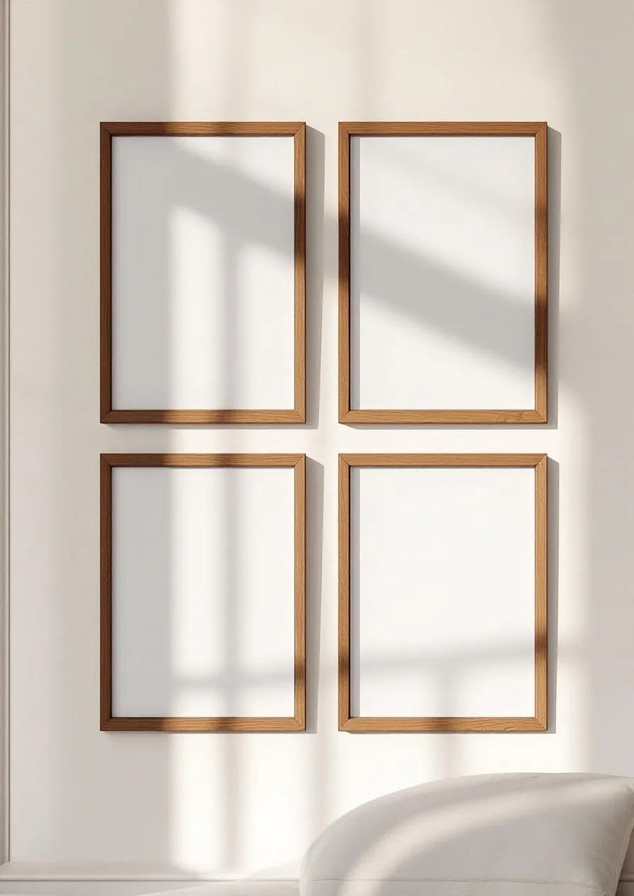 Frame Frame Display Mockup — Walnut Frame Portrait 2:3 — Perspective View — #00420 | MockupBulk