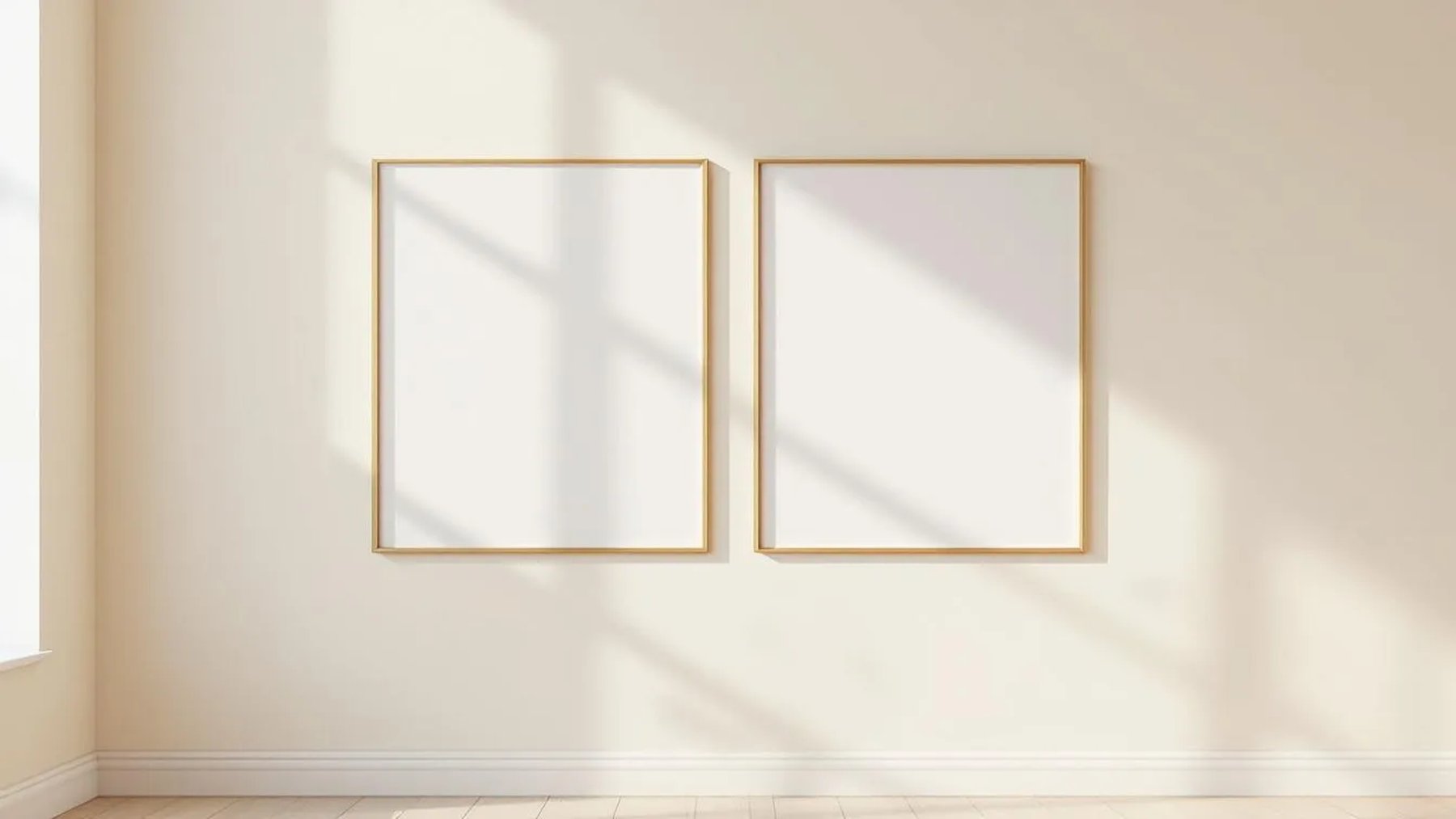 Frame Wall Art Mockup — Gold Frame Square 1:1 — Perspective View — #00422 | MockupBulk