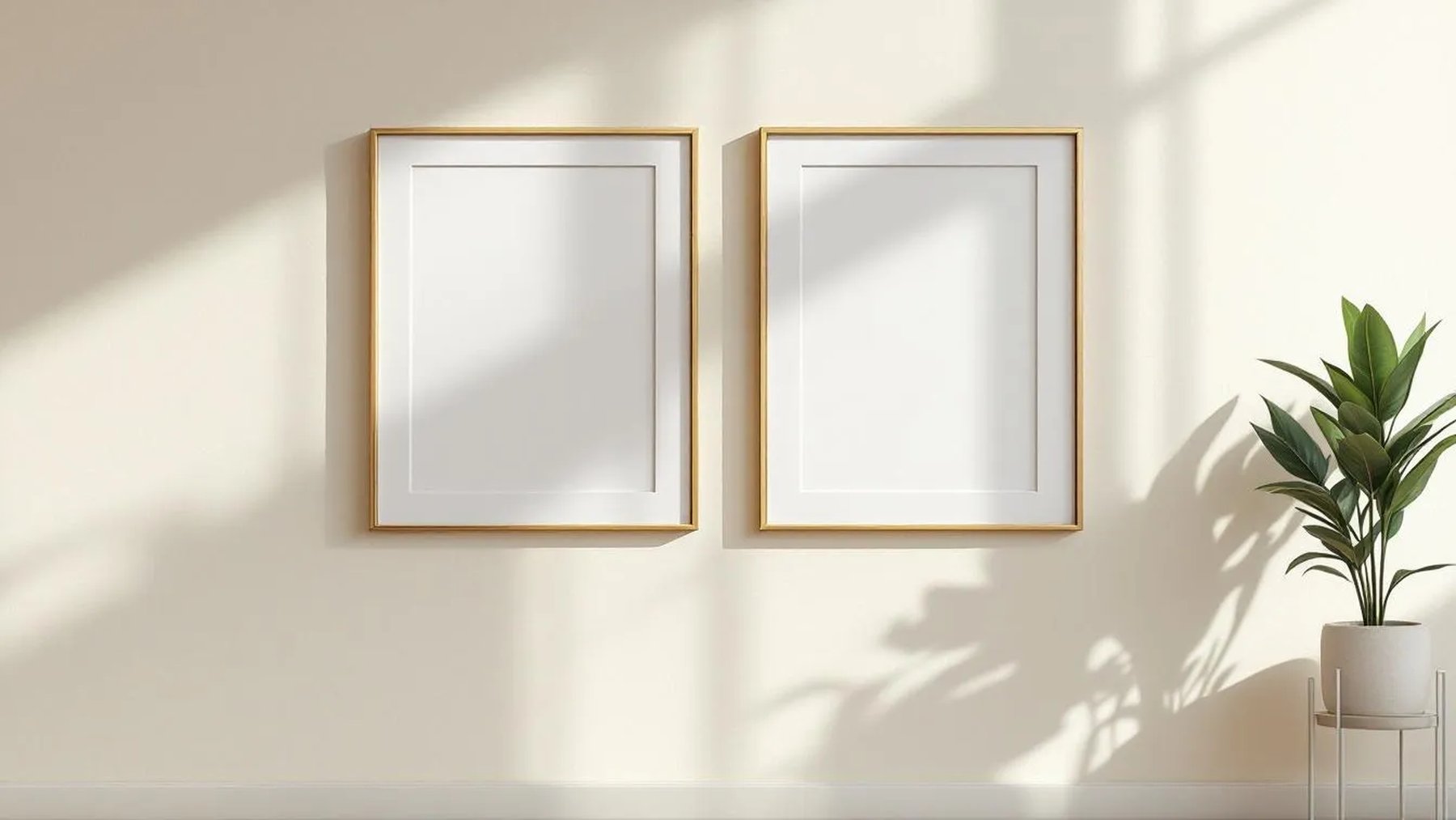 Frame High-Res Frame Mockup — Gold Frame Portrait 2:3 — Perspective View — #00425 | MockupBulk