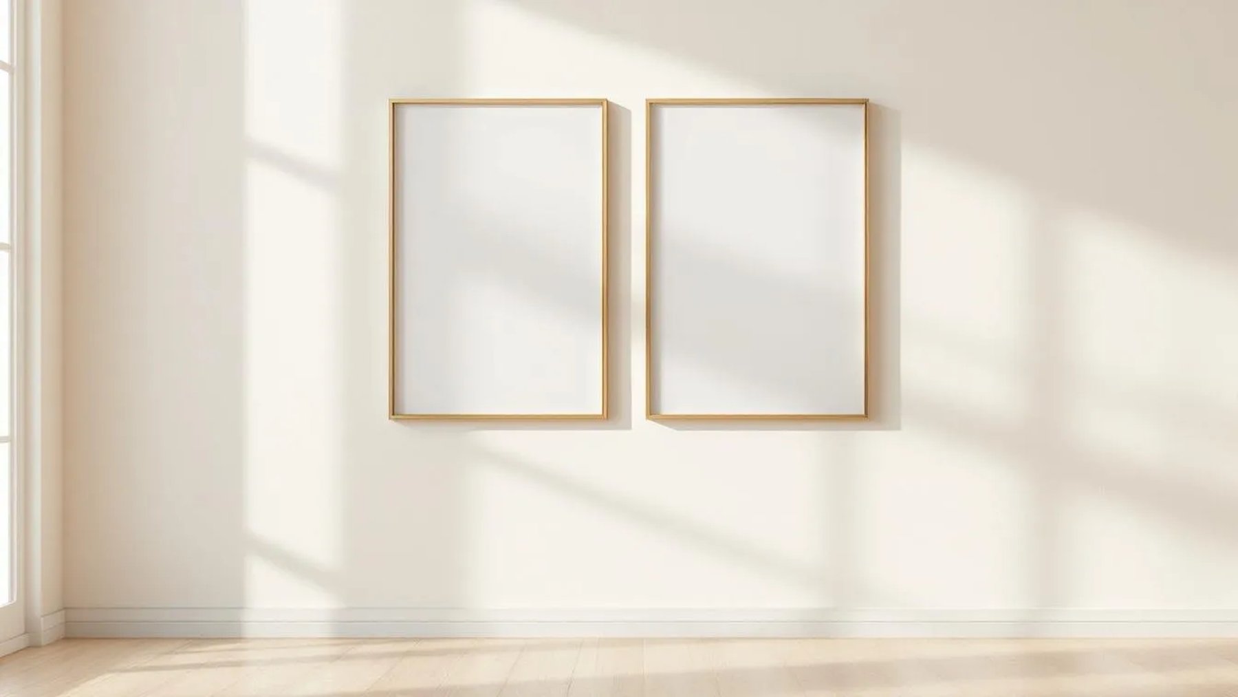 Frame Wall Art Mockup — Gold Frame Square 1:1 — Perspective View — #00428 | MockupBulk