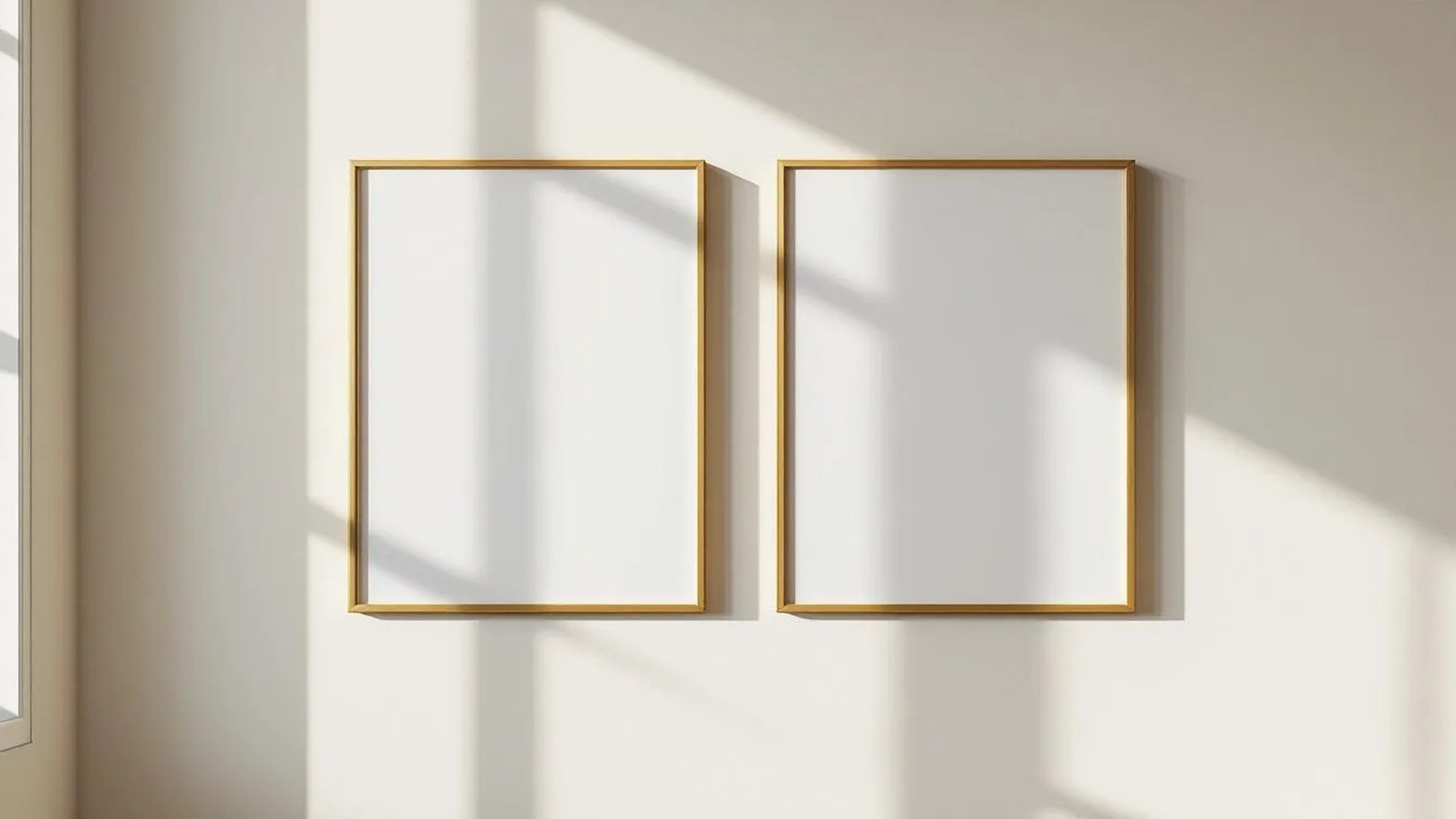 Frame Premium Interior Mockup — Gold Frame Portrait 2:3 — Perspective View — #00431 | MockupBulk