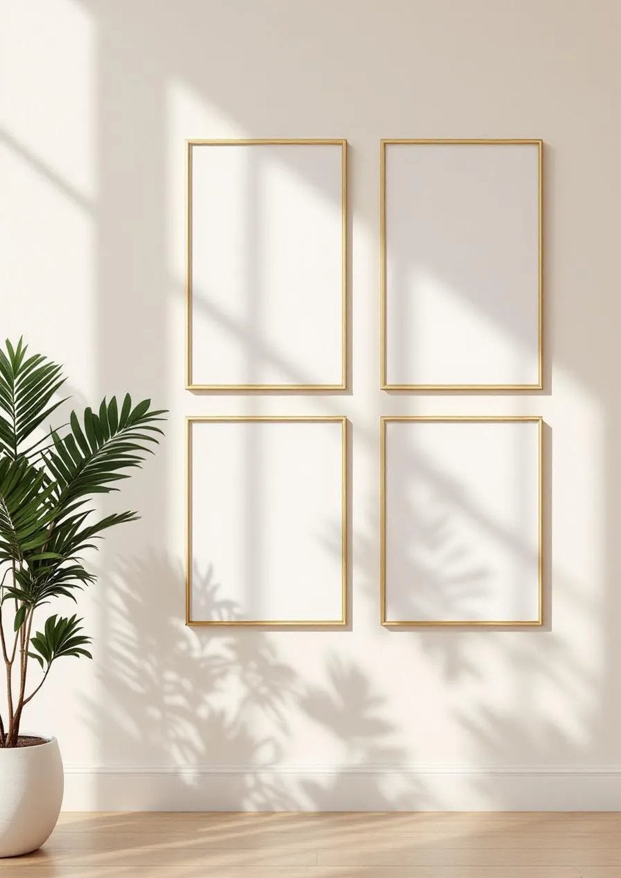 Frame Premium Interior Mockup — Gold Frame Portrait 2:3 — Perspective View — #00432 | MockupBulk