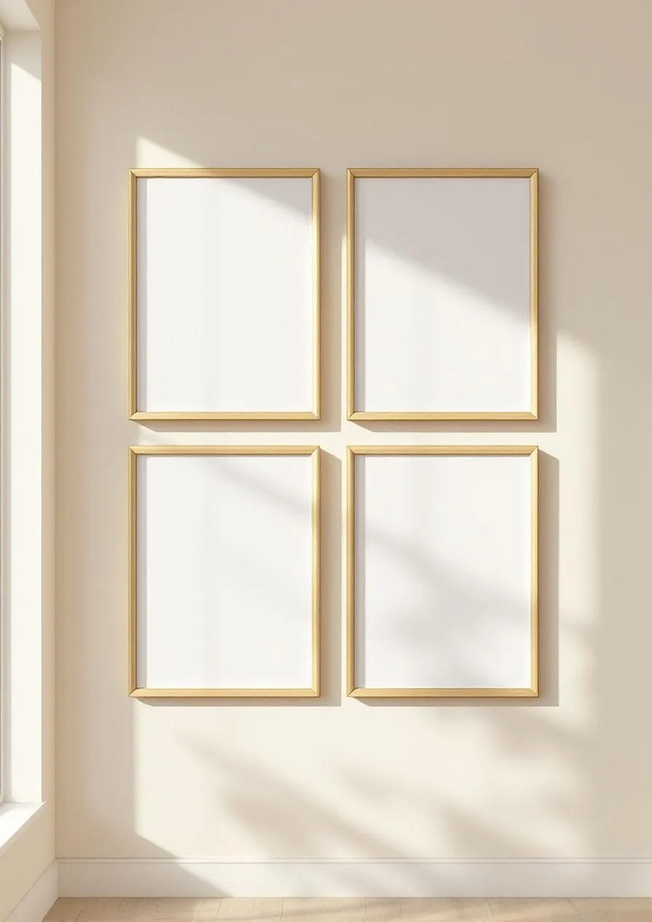 Frame Lifestyle Frame Mockup — Gold Frame Portrait 2:3 — Perspective View — #00435 | MockupBulk