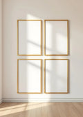 Frame Wall Art Mockup — Gold Frame Portrait 2:3 — Perspective View — #00438 | MockupBulk