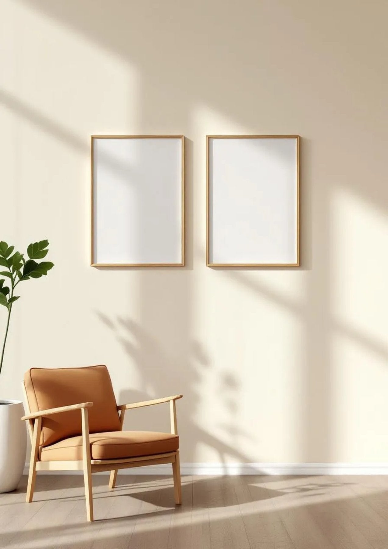 Frame Styled Room Mockup — Gold Frame Portrait 2:3 — Perspective View — #00441 | MockupBulk