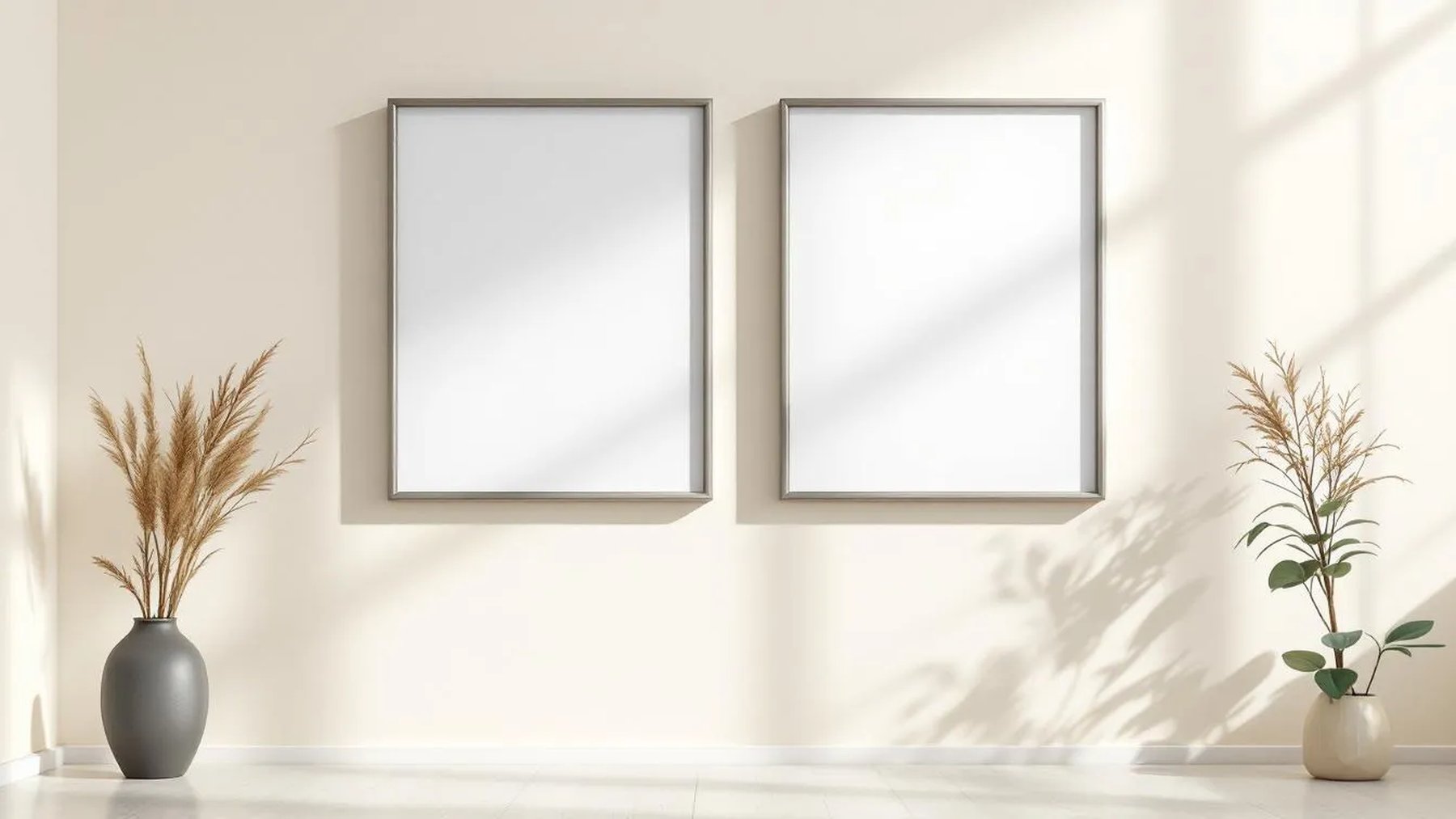 Frame Room Scene Mockup — Silver Frame Portrait 4:5 — Perspective View — #00461 | MockupBulk