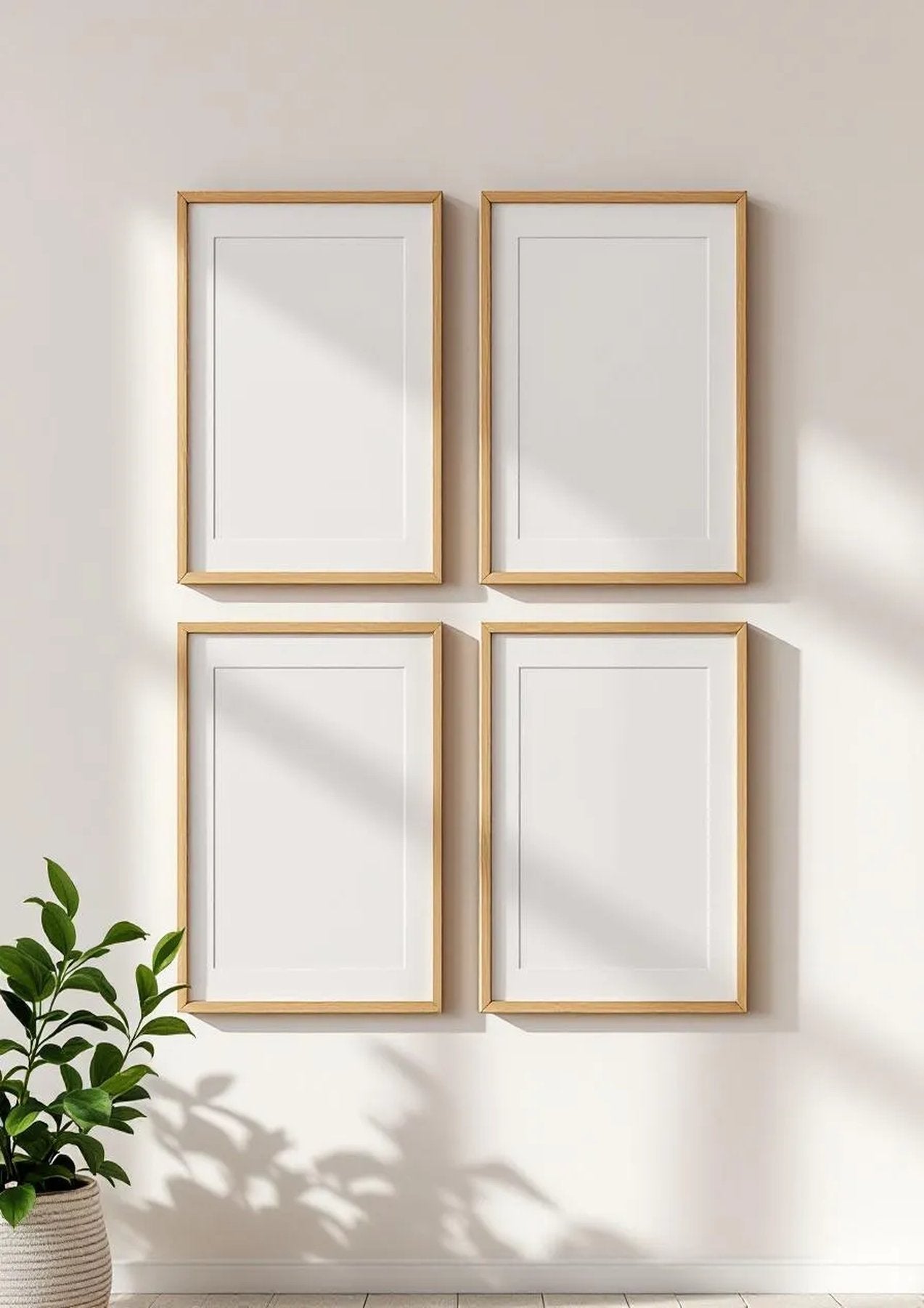 Frame Wall Art Mockup — Raw Pine Frame Portrait 2:3 — Perspective View — #00465 | MockupBulk