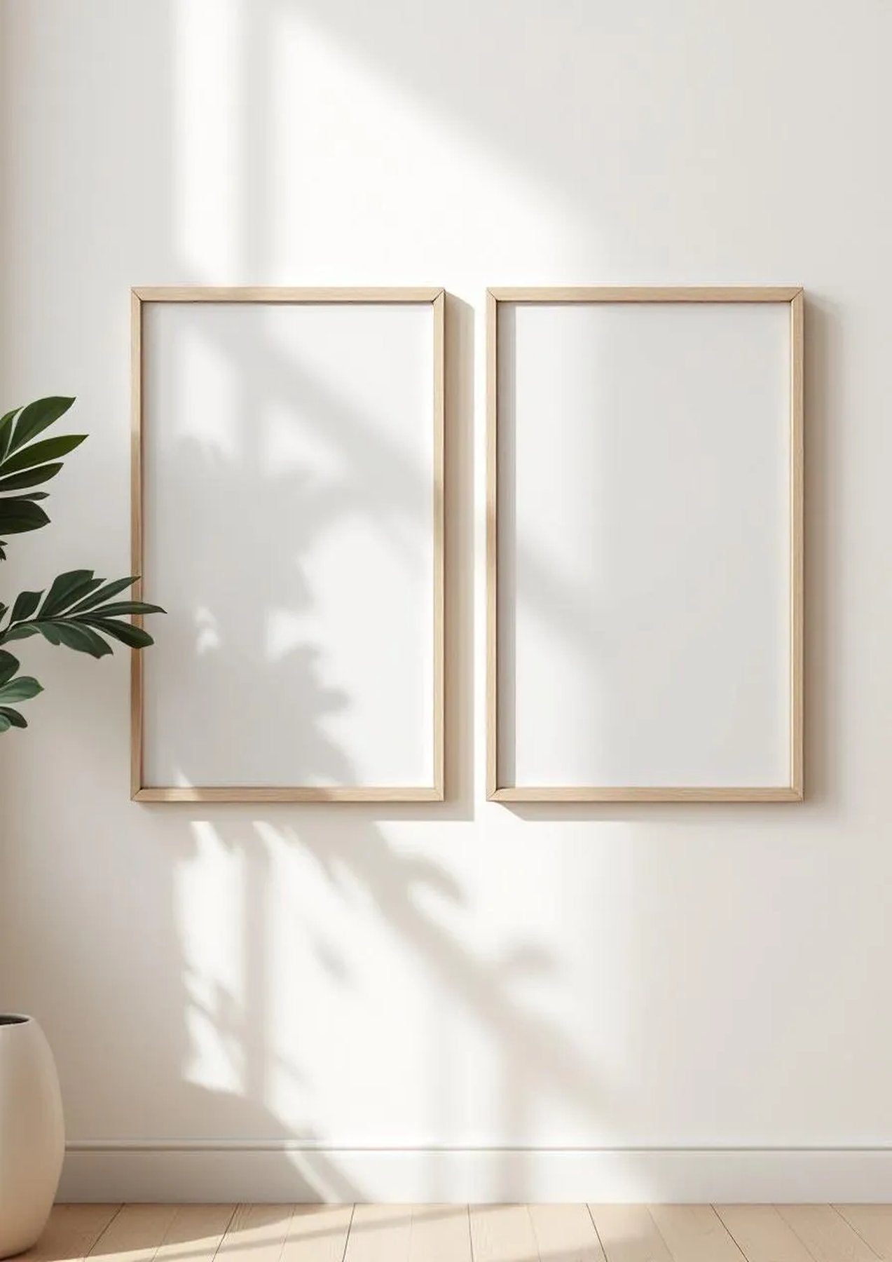 Frame Editorial Room Mockup — Raw Pine Frame Portrait 2:3 — Perspective View — #00468 | MockupBulk